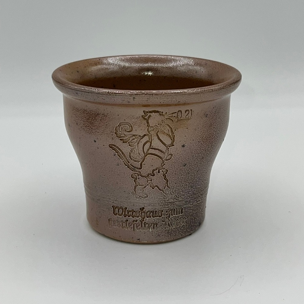 Wirtshaus zum gestiefelten Kater German Stoneware Mug 0.2l Puss in Boots‎ Brown